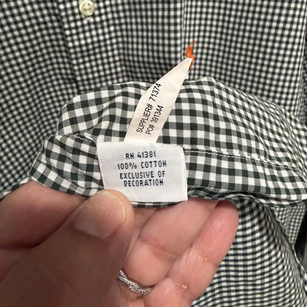 Polo Ralph Lauren Classic Fit Button Front Shirt Men 4XLT Green Gingham Plaid